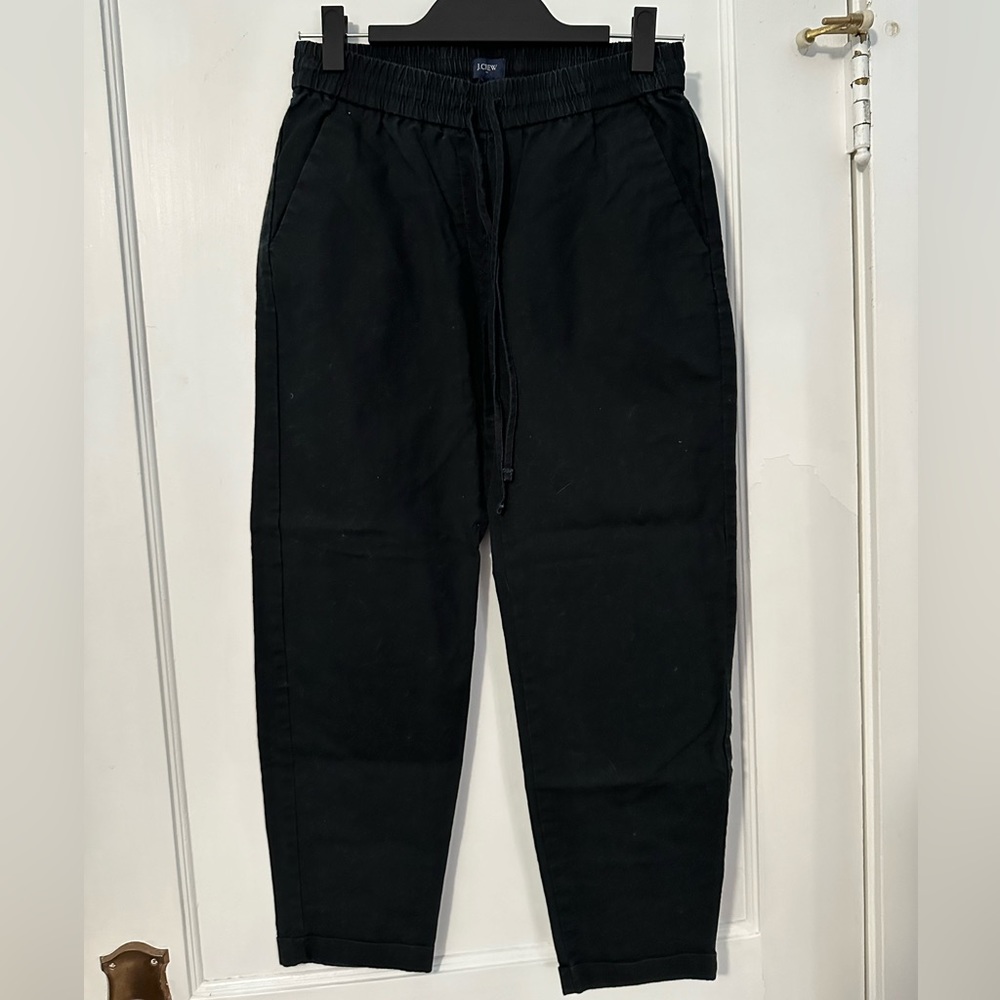 J. Crew Factory Linen-Cotton Blend Drawstring Pant Black (2)